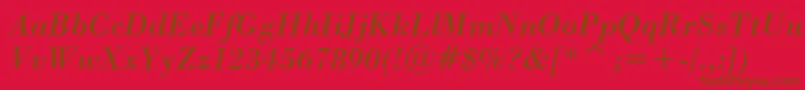 Fonte StBodoniItalic – fontes marrons em um fundo vermelho