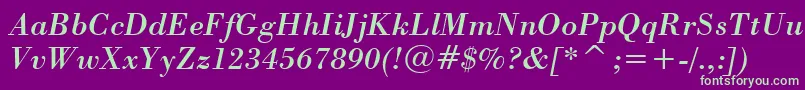 StBodoniItalic Font – Green Fonts on Purple Background