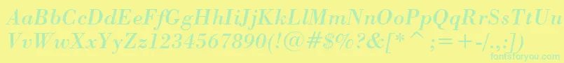 Czcionka StBodoniItalic – zielone czcionki na żółtym tle