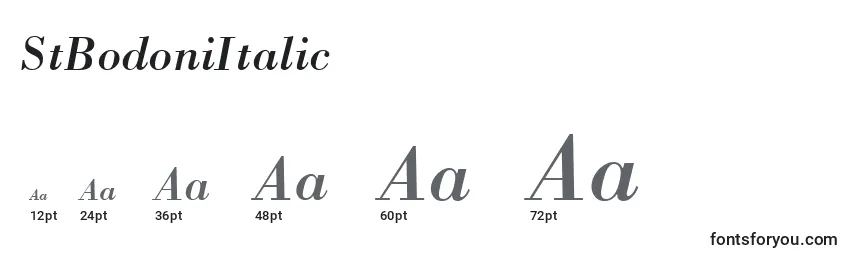 StBodoniItalic Font Sizes