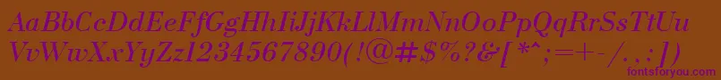 UkBodoniItalic Font – Purple Fonts on Brown Background