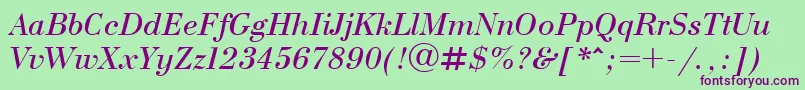 UkBodoniItalic Font – Purple Fonts on Green Background