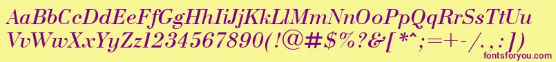 UkBodoniItalic Font – Purple Fonts on Yellow Background