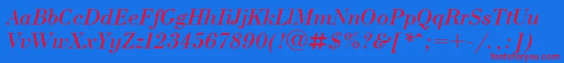 UkBodoniItalic Font – Red Fonts on Blue Background