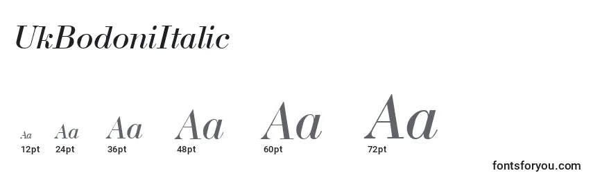 UkBodoniItalic Font Sizes