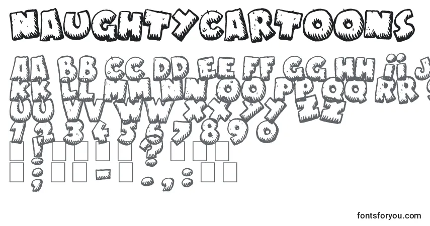Schriftart NaughtyCartoons – Alphabet, Zahlen, spezielle Symbole