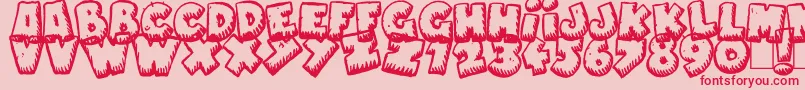 Fonte NaughtyCartoons – fontes vermelhas em um fundo rosa