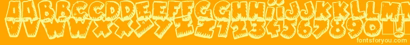フォントNaughtyCartoons – オレンジの背景に黄色の文字