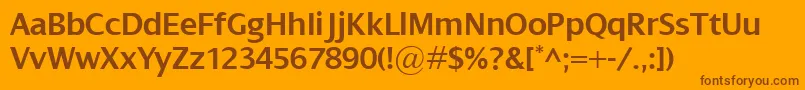 DialogSemibold-Schriftart – Braune Schriften auf orangefarbenem Hintergrund