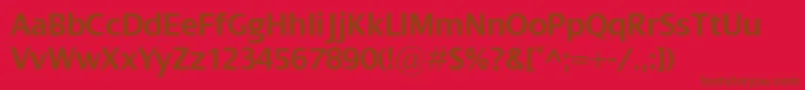DialogSemibold-Schriftart – Braune Schriften auf rotem Hintergrund