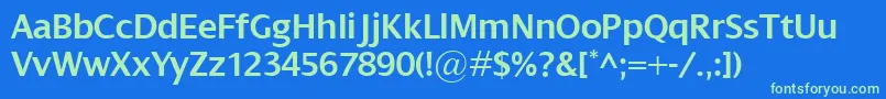 Czcionka DialogSemibold – zielone czcionki na niebieskim tle