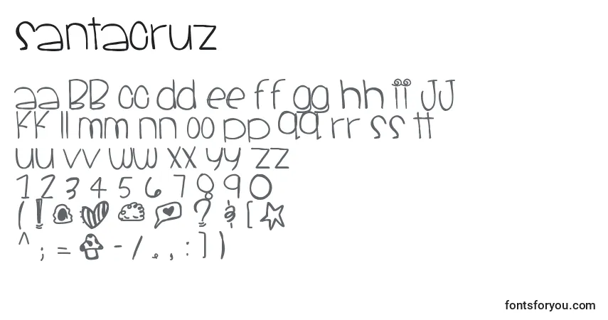 Czcionka Santacruz – alfabet, cyfry, specjalne znaki