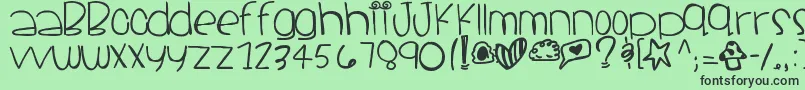 フォントSantacruz – 緑の背景に黒い文字