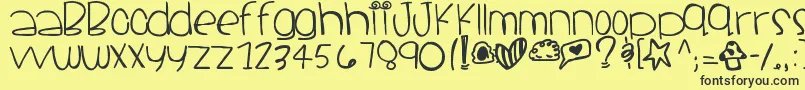 フォントSantacruz – 黒い文字の黄色い背景