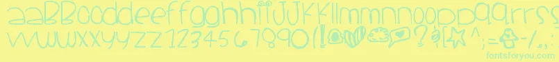 フォントSantacruz – 黄色い背景に緑の文字