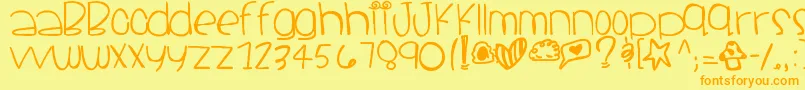 Santacruz-Schriftart – Orangefarbene Schriften auf gelbem Hintergrund