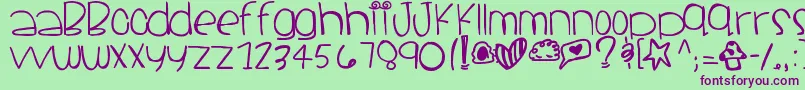 Santacruz-fontti – violetit fontit vihreällä taustalla