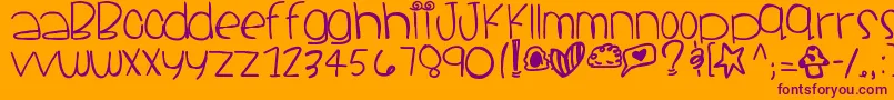 Santacruz-Schriftart – Violette Schriften auf orangefarbenem Hintergrund