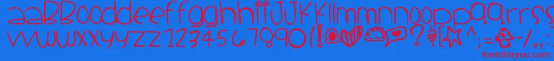 フォントSantacruz – 赤い文字の青い背景