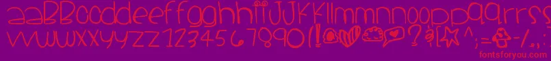 フォントSantacruz – 紫の背景に赤い文字