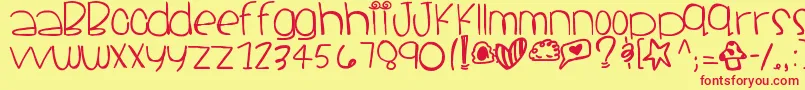 Santacruz-Schriftart – Rote Schriften auf gelbem Hintergrund