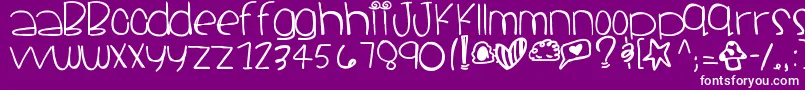 Santacruz-Schriftart – Weiße Schriften auf violettem Hintergrund