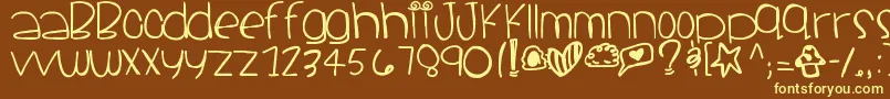 Santacruz-fontti – keltaiset fontit ruskealla taustalla