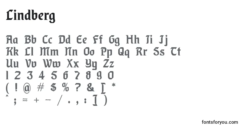 Schriftart Lindberg – Alphabet, Zahlen, spezielle Symbole