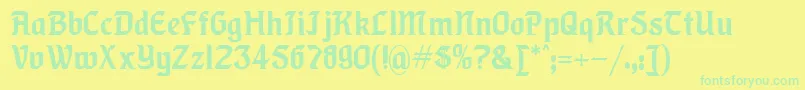 フォントLindberg – 黄色い背景に緑の文字
