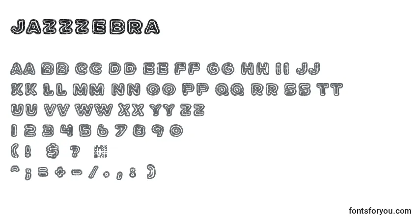 A fonte JazzZebra – alfabeto, números, caracteres especiais