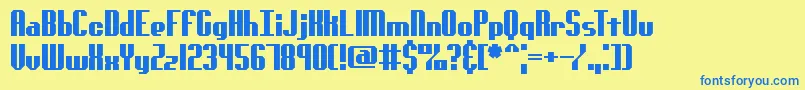フォントGenotypeSBrk – 青い文字が黄色の背景にあります。
