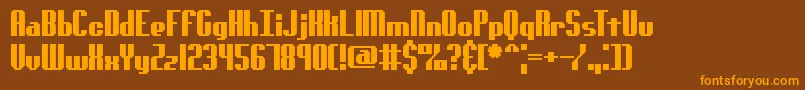 フォントGenotypeSBrk – オレンジ色の文字が茶色の背景にあります。