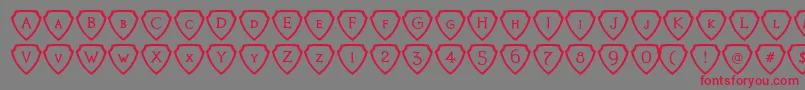 KnightsQuestShielded-fontti – punaiset fontit harmaalla taustalla