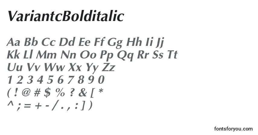 VariantcBolditalic-fontti – aakkoset, numerot, erikoismerkit