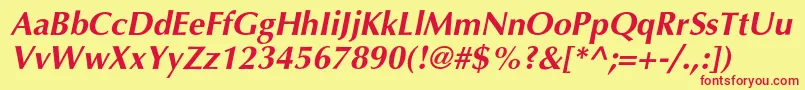 VariantcBolditalic Font – Red Fonts on Yellow Background