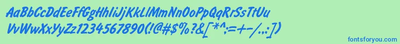 フォントBrushty0 – 青い文字は緑の背景です。