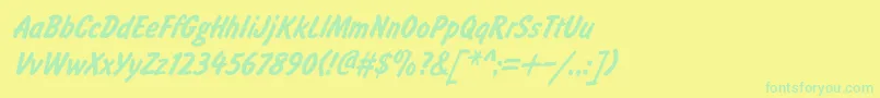 Brushty0 Font – Green Fonts on Yellow Background