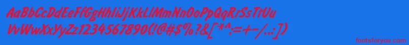 Brushty0 Font – Red Fonts on Blue Background