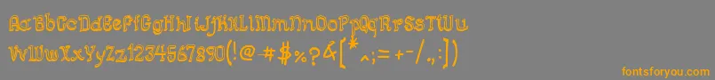 フォントSemiCursiveGut – オレンジの文字は灰色の背景にあります。