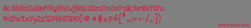 フォントSemiCursiveGut – 赤い文字の灰色の背景