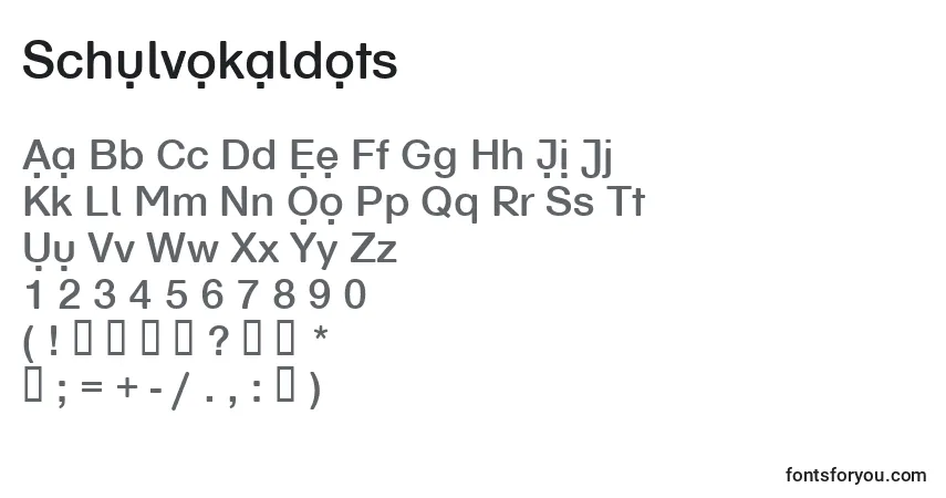 Czcionka Schulvokaldots – alfabet, cyfry, specjalne znaki