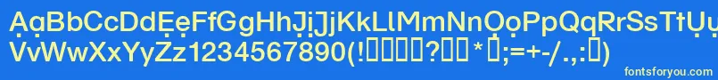 Schulvokaldots Font – Yellow Fonts on Blue Background