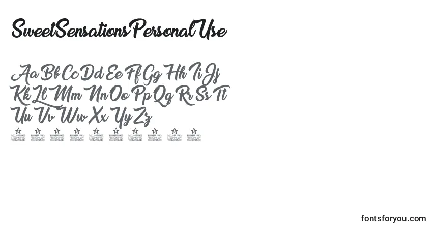 Schriftart SweetSensationsPersonalUse – Alphabet, Zahlen, spezielle Symbole
