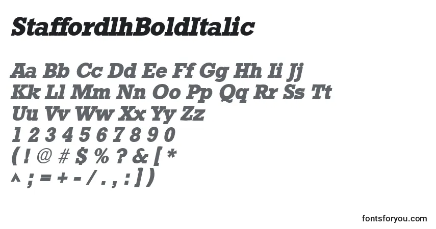 StaffordlhBoldItalicフォント–アルファベット、数字、特殊文字