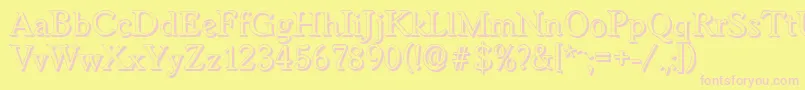 WorcestershadowRegular-fontti – vaaleanpunaiset fontit keltaisella taustalla