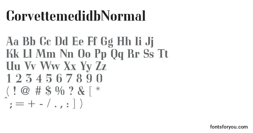 A fonte CorvettemedidbNormal – alfabeto, números, caracteres especiais