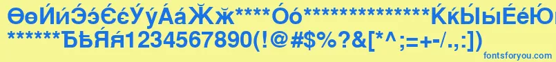 CyrillicsansBold-Schriftart – Blaue Schriften auf gelbem Hintergrund