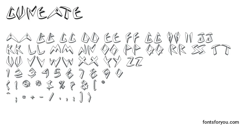 A fonte Cuneate – alfabeto, números, caracteres especiais