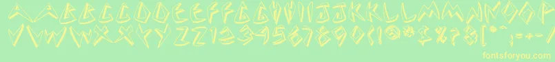 フォントCuneate – 黄色の文字が緑の背景にあります