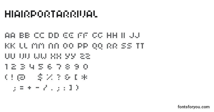Czcionka Hiairportarrival – alfabet, cyfry, specjalne znaki
